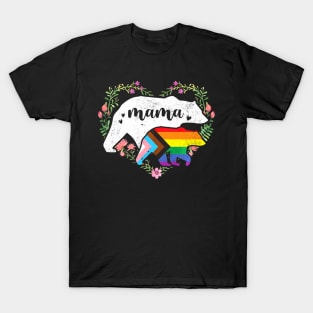 LGBTQ Mama Bear Progress Pride Flag Gay Equal Rights T-Shirt